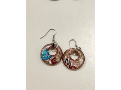 Skleněné kruhové náušnice - červené