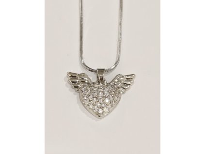 Řetízek chirurgická ocel - Okřídlené srdce