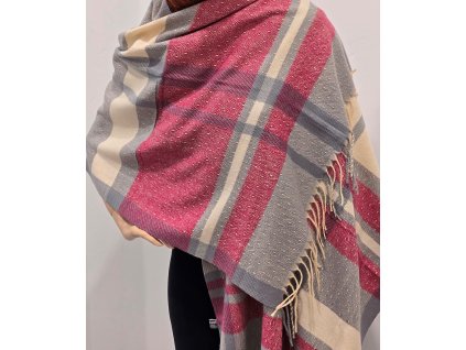 Teplá kašmírová šála s diamantovým vzorem - vínová