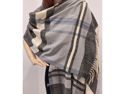 Teplá kašmírová šála s diamantovým vzorem - šedá