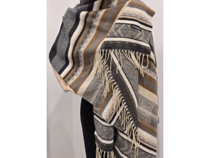 Kašmírová šála s nepálskými vzory - šedá