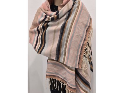 Kašmírová šála s nepálskými vzory - růžová