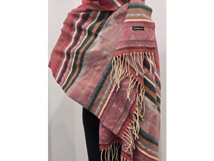 Kašmírová šála s nepálskými vzory - vínová