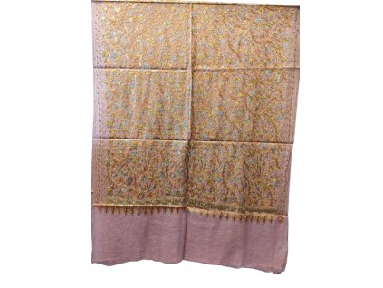 Extra jemná kašmírová šála s vyšívanými vzory - fialová 3