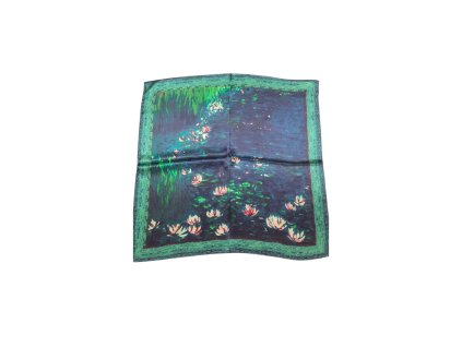 Šátek z přírodního hedvábí - Lekníny