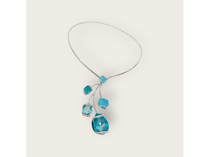 Náhrdelník Blankytně modrý - rhodium