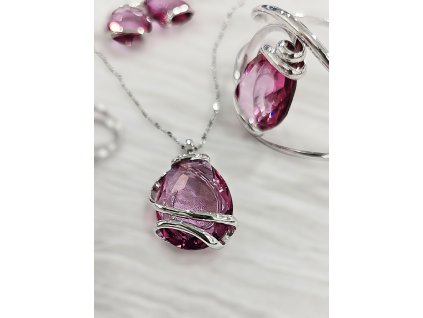 Náhrdelník Fuchsia Drop Andrea Marazzini Itálie Rhodium Swarovski krystal