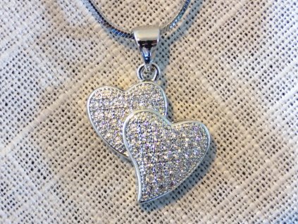 Řetízek chirurgická ocel - Dvě srdce