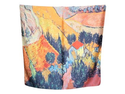 Šátek Krajina s domem a oráčem