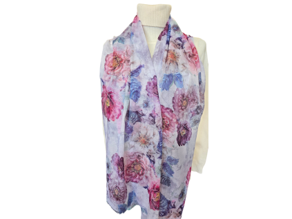 šála květy růžová