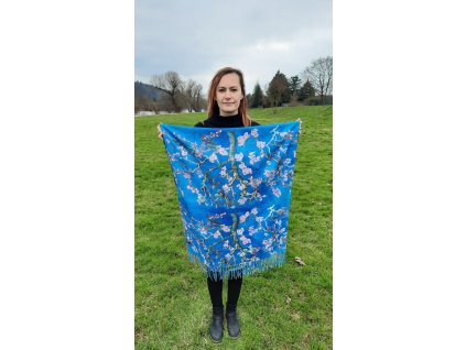 Kašmírová šála Vincent Van Gogh - Květ mandloně (růžový)