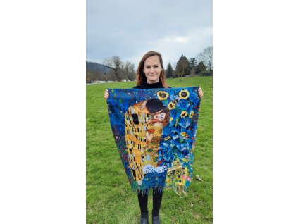 Kašmírová šála Gustav Klimt - Polibek/Tři věky ženy