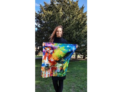 Hedvábný šátek Leonid Afremov - Strom s lampou