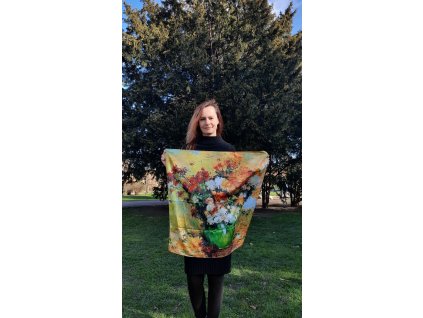 Hedvábný šátek Pierre Auguste Renoire - Kytice chryzantém