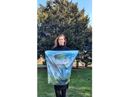 Hedvábný šátek Claude Monet - Dáma s deštníkem/Dívka v zahradě