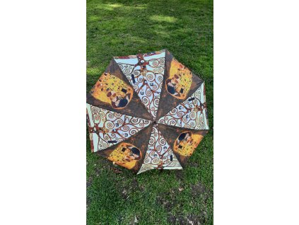 Dámský holový vystřelovací deštník Gustav Klimt - Polibek + Strom života