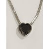 Řetízek chirurgická ocel - Černé srdíčko