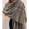 Teplá kašmírová šála s diamantovým vzorem - olivová