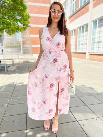 Dlouhé šaty Diane s květy/Růžové