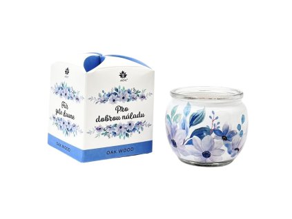 Svíčka Pro dobrou náladu, 90 g, ve skle a flower boxu,  Oak Wood ARÔME