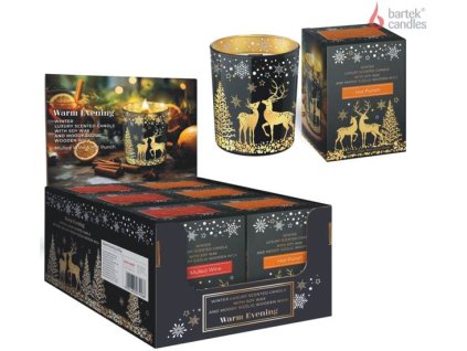 Svíčka ve skle 200g dřevěný knot Warm Evening - Hot Punch