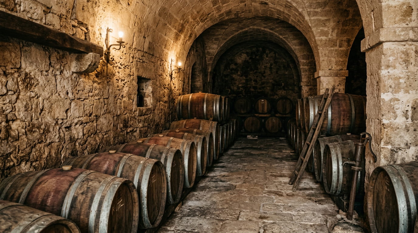 Tradiční vinařství a zrání vína v Apulii