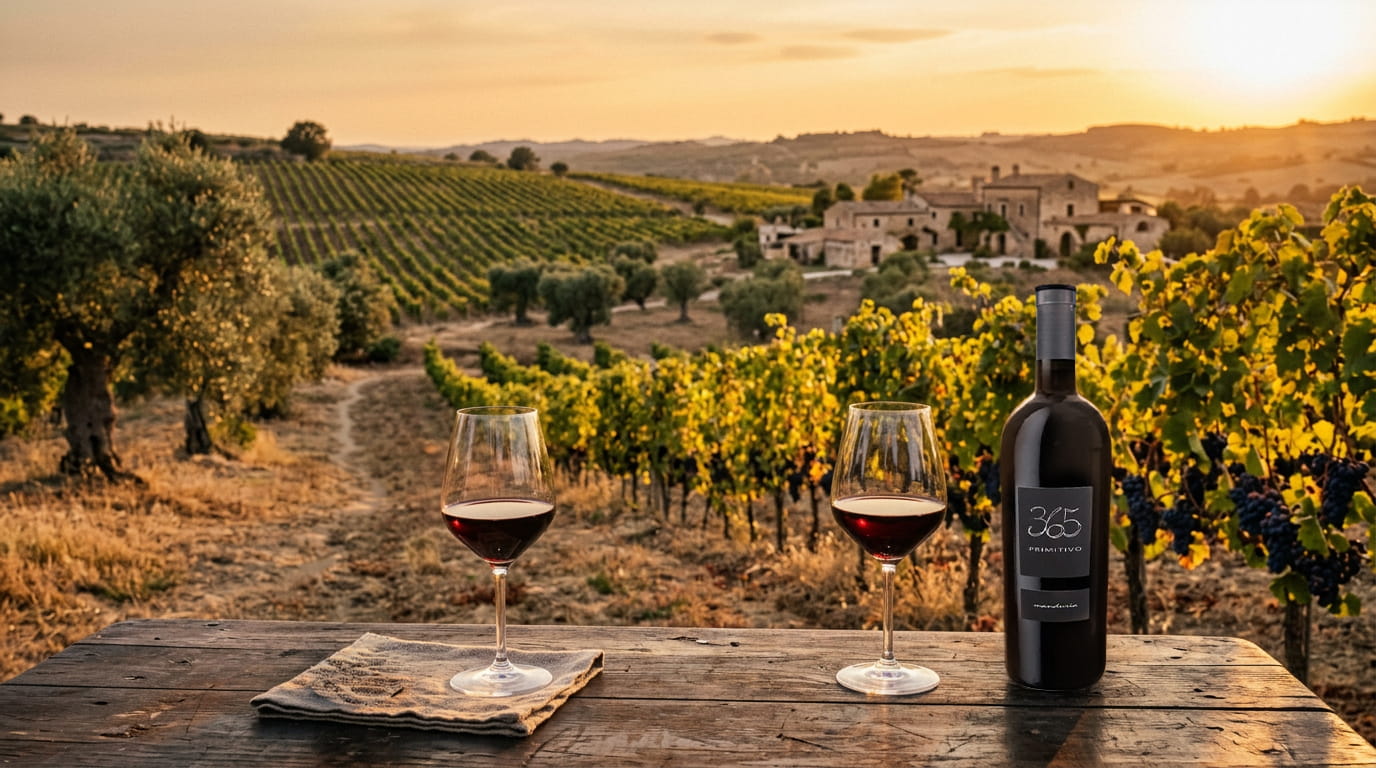 Vinice v oblasti Manduria na jihu Itálie