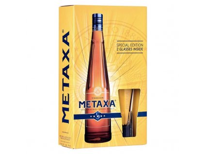 METAXA 5* 38% BOX + 2X SKLENIČKA