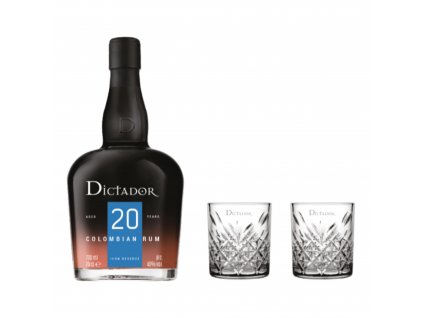 Rum Dictador 20y + 2x skleničky