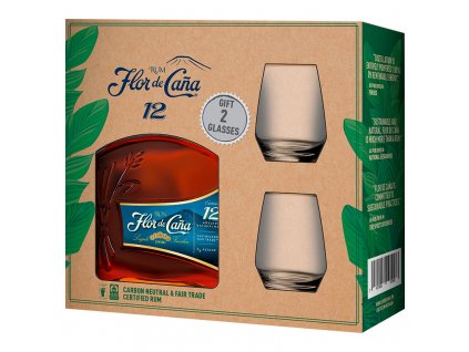 flor de cana 12yo 40 v darkovem baleni se 2 sklenkami