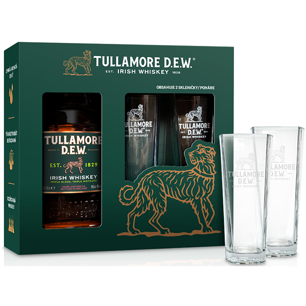 TULLAMORE DEW +2X SKLO 40% 0,7l (Karton + 2 skleničky)