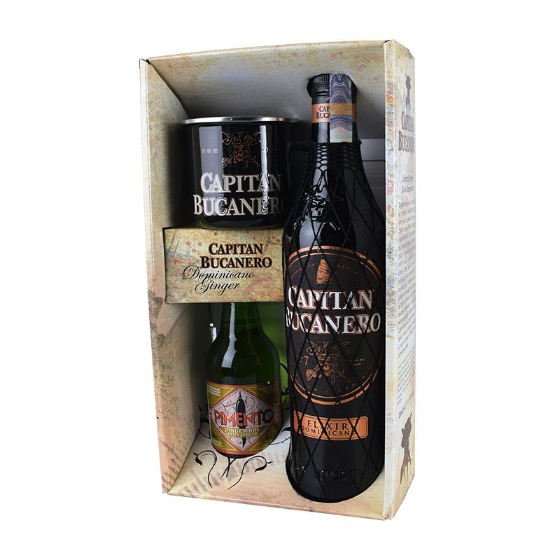 Bucanero Elixír 7y 34% 0,7 l (dárkové balení plecháček a limonáda)