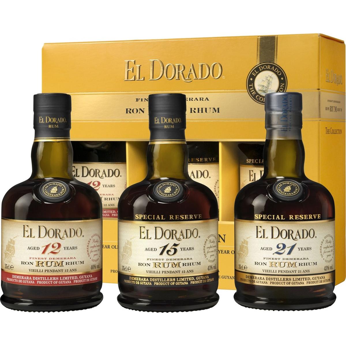 Dárková sada El Dorado 12y, 15y a 21y 3x 42% 1,05l (holá láhev)