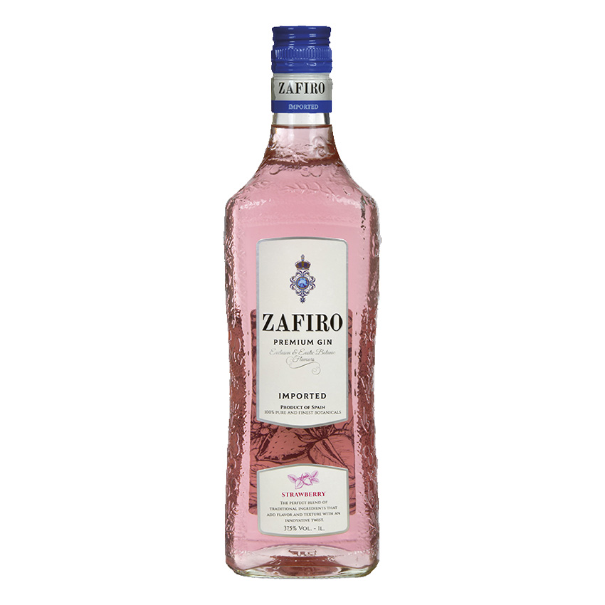Gin Zafiro Premium Strawberry 37,5% 1l (holá láhev)