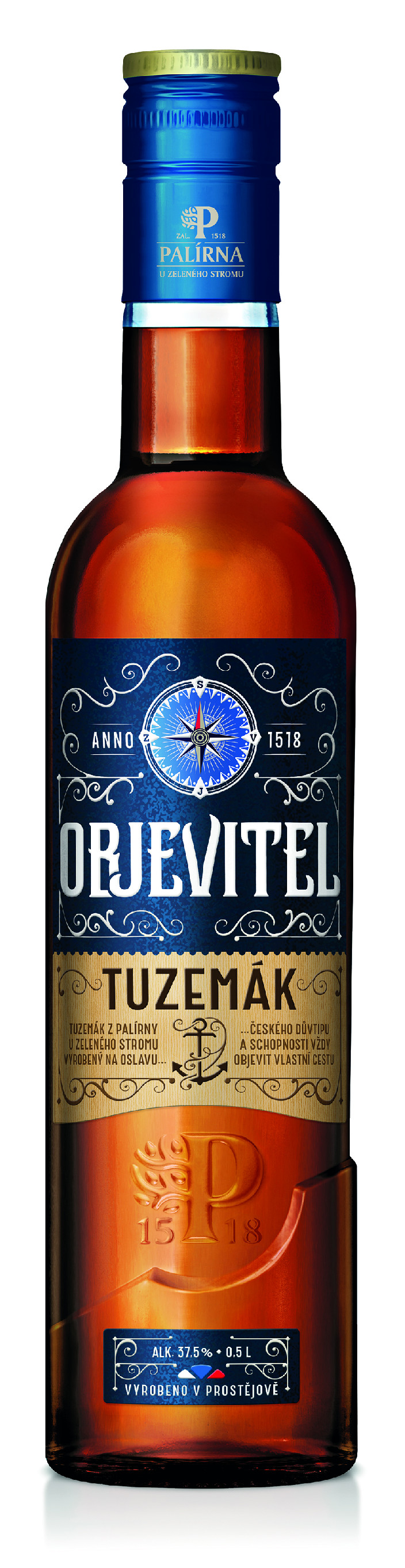 RUM TUZEMÁK OBJEVITEL PALÍRNA 37,5% 0,5l (holá láhev)