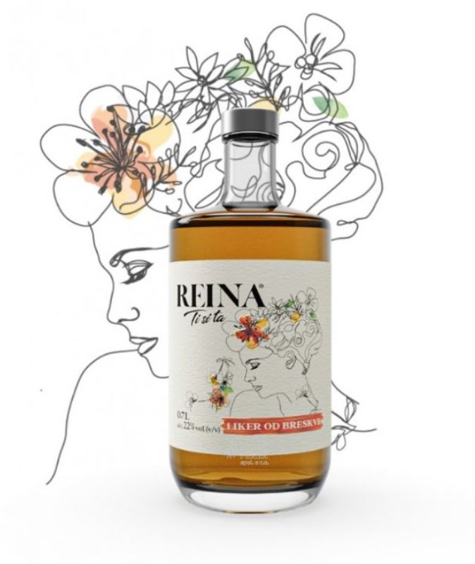 LIQ REINA broskvový LIKÉR bos/her 22% 0,7l (holá láhev)