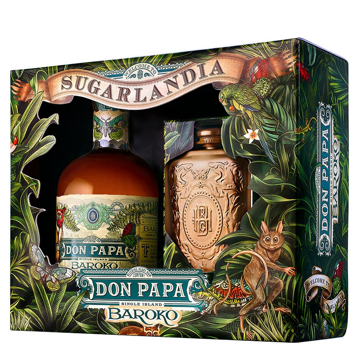 Don Papa Baroko & Hip Flask Gift Box 40,0% 0,7 l