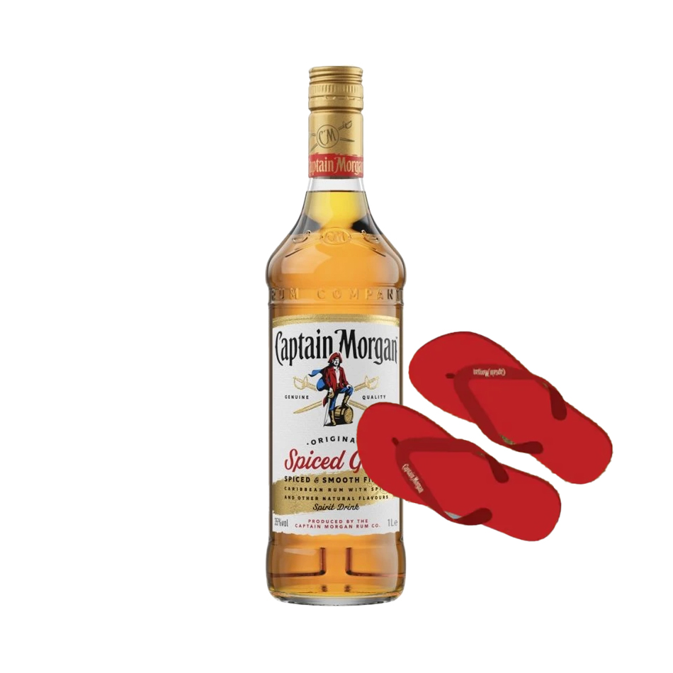 Captain Morgan + žabky 35% 1l (holá láhev)