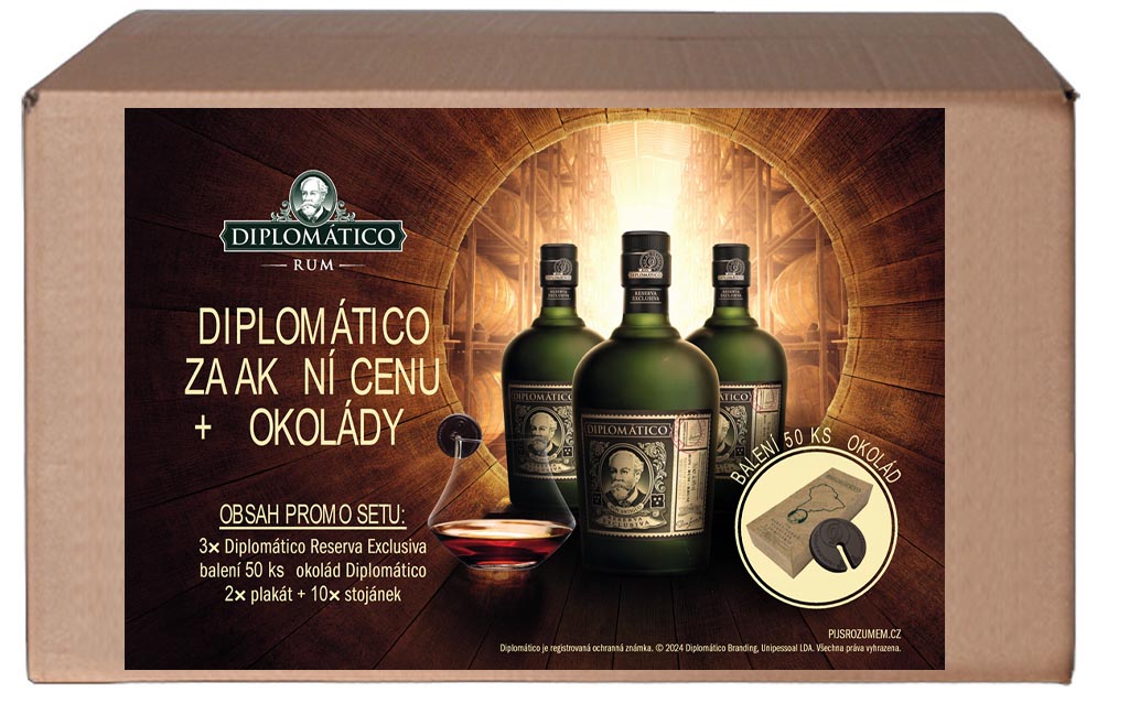 Rum Diplomatico Extra Reserva 3x0,7l + 50 g čokoláda