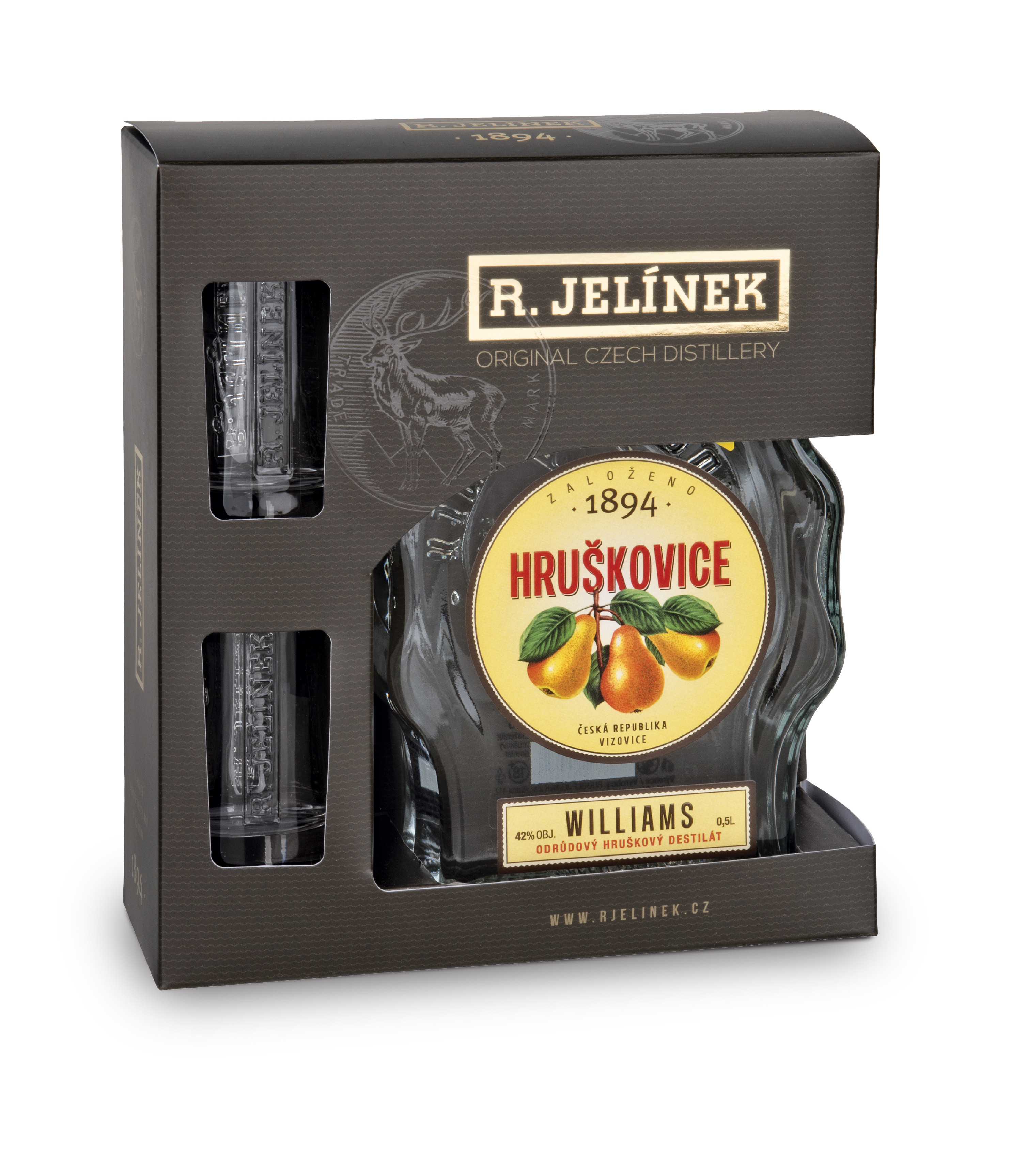 R. Jelínek Hruškovice Williams 42% 0,5l + skleničky