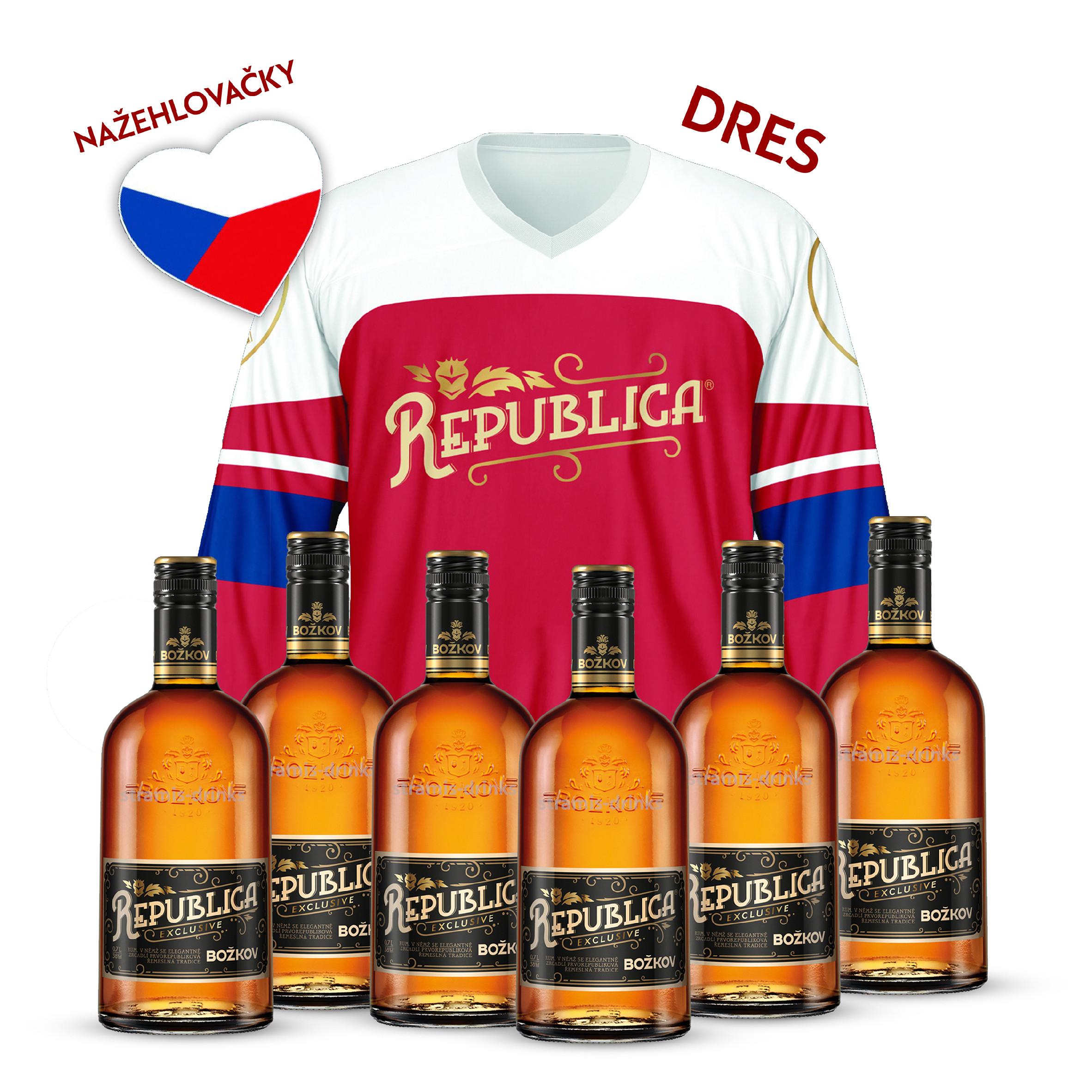 Republica Exclusive 38% 6x 0,7l + dres + tetovačky