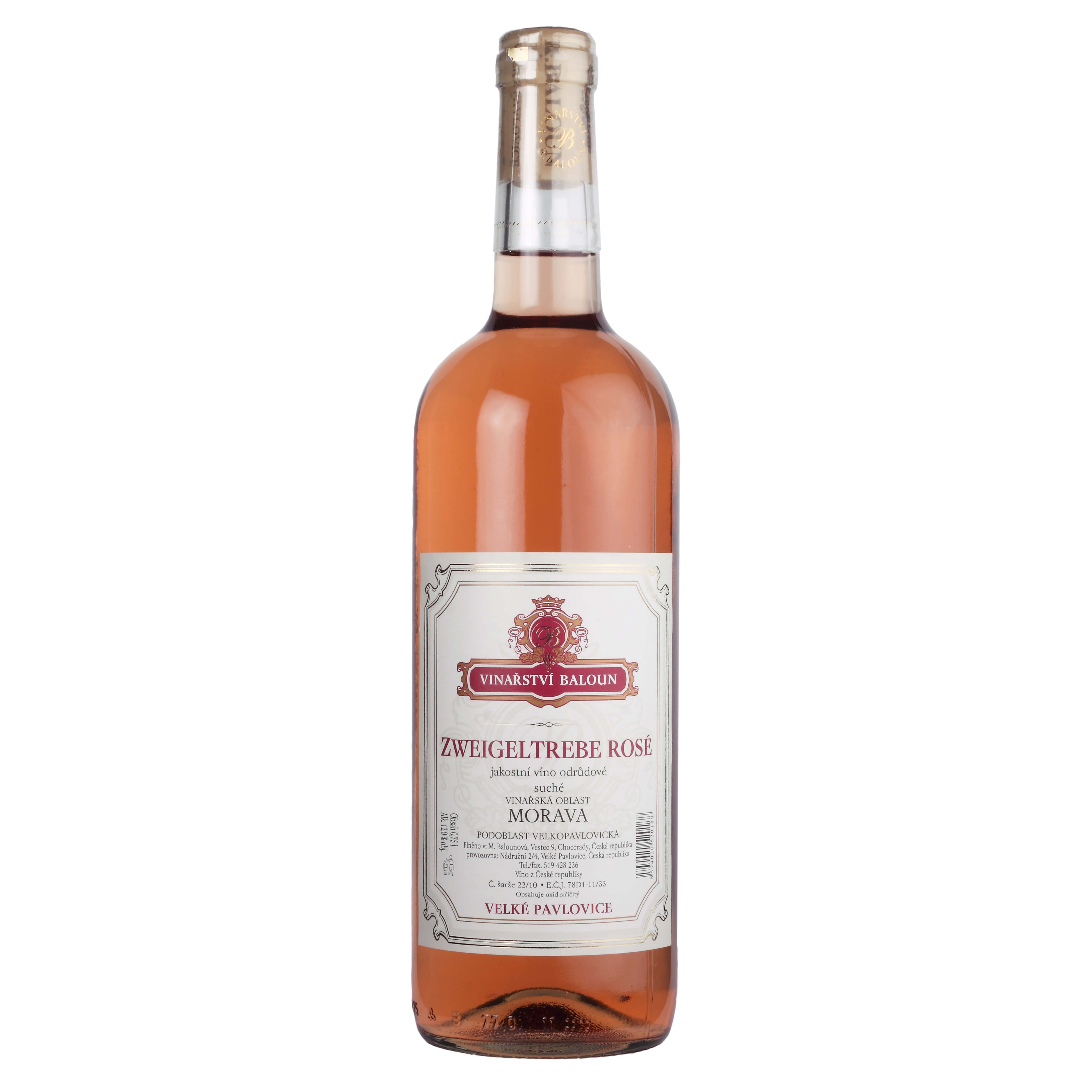 Zweigeltrebe Rosé jakostní Baloun 0,75l