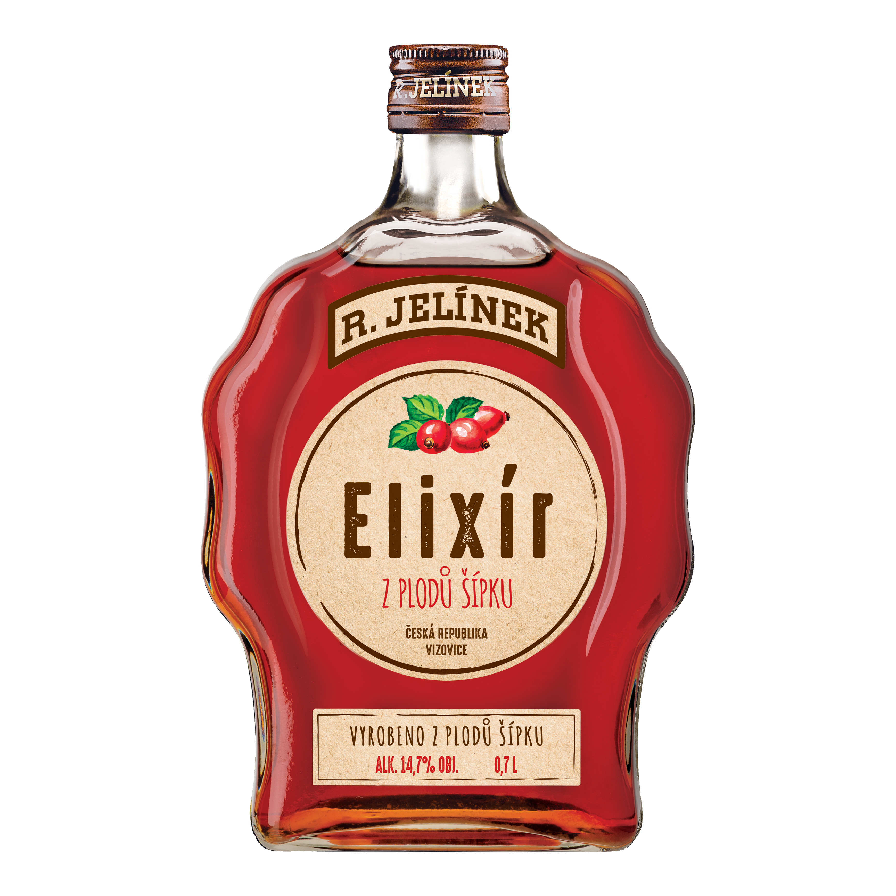 Elixír z plodů šípku 14,7% budík R. Jelínek 0,7l