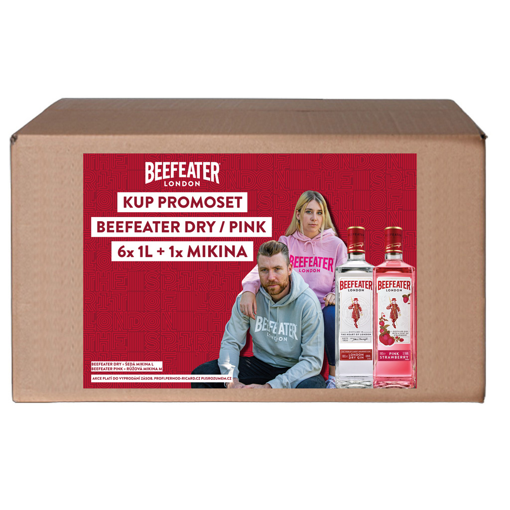 Set Beefeater 6x1l + šedá mikina (velikost L)