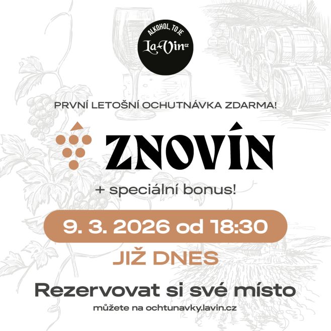 JIŽ DNES ochutnávka vín od Znovín Znojmo a speciální bonus k tomu. A to vše ZDARMA! Volná místa ubývají, rezervujte nyní...