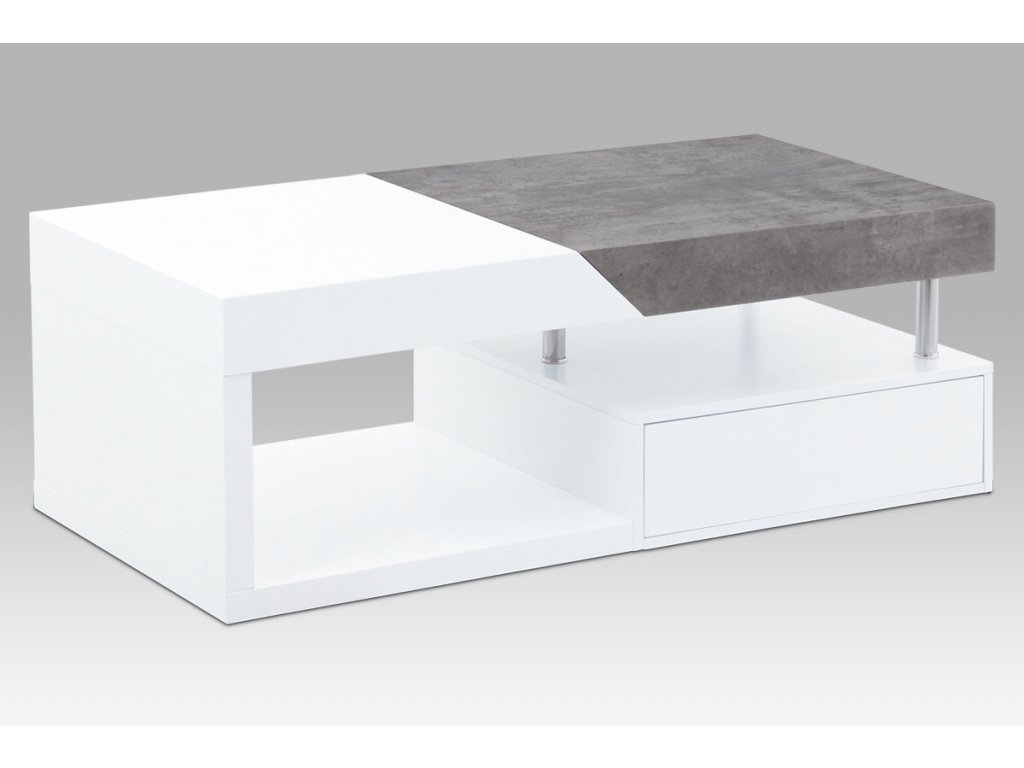 Konferenční stolek bílý / dekor beton 120 x 60 x 42 cm