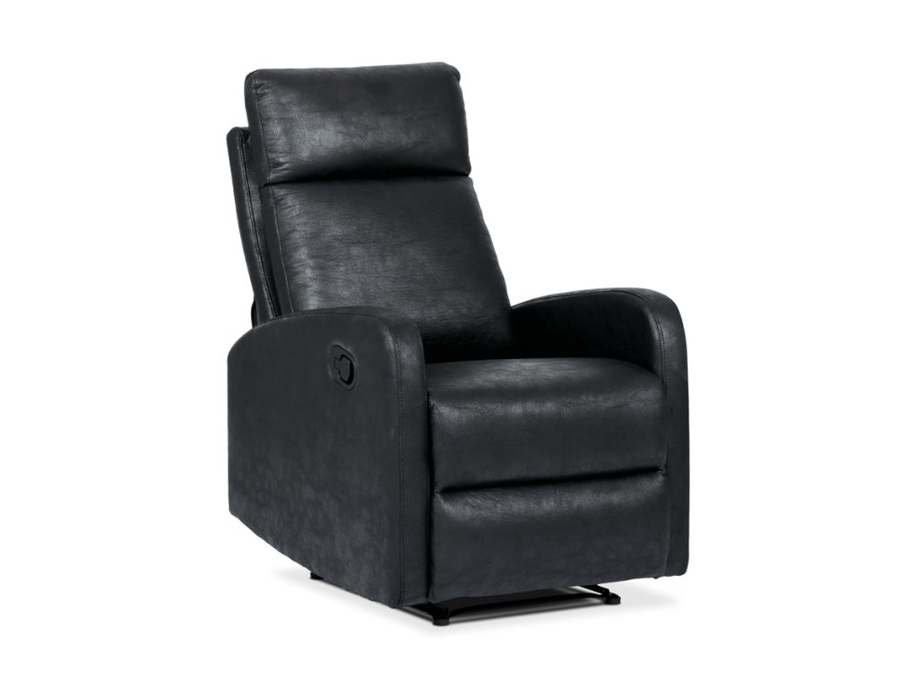 Relaxační křeslo černá vintage látka