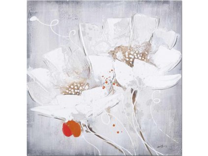 Ručně malovaný obraz bílý květ 60 x 60 cm