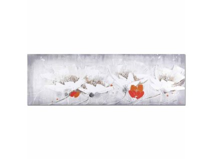 Ručně malovaný obraz sada květů 50 x 150 cm