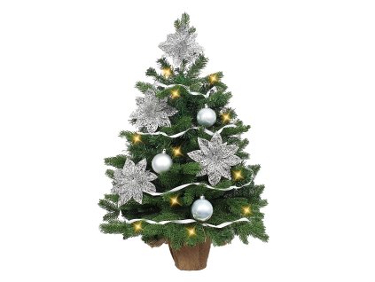 Ozdobený stromeček STŘÍBRNÁ ZÁŘE 75 cm